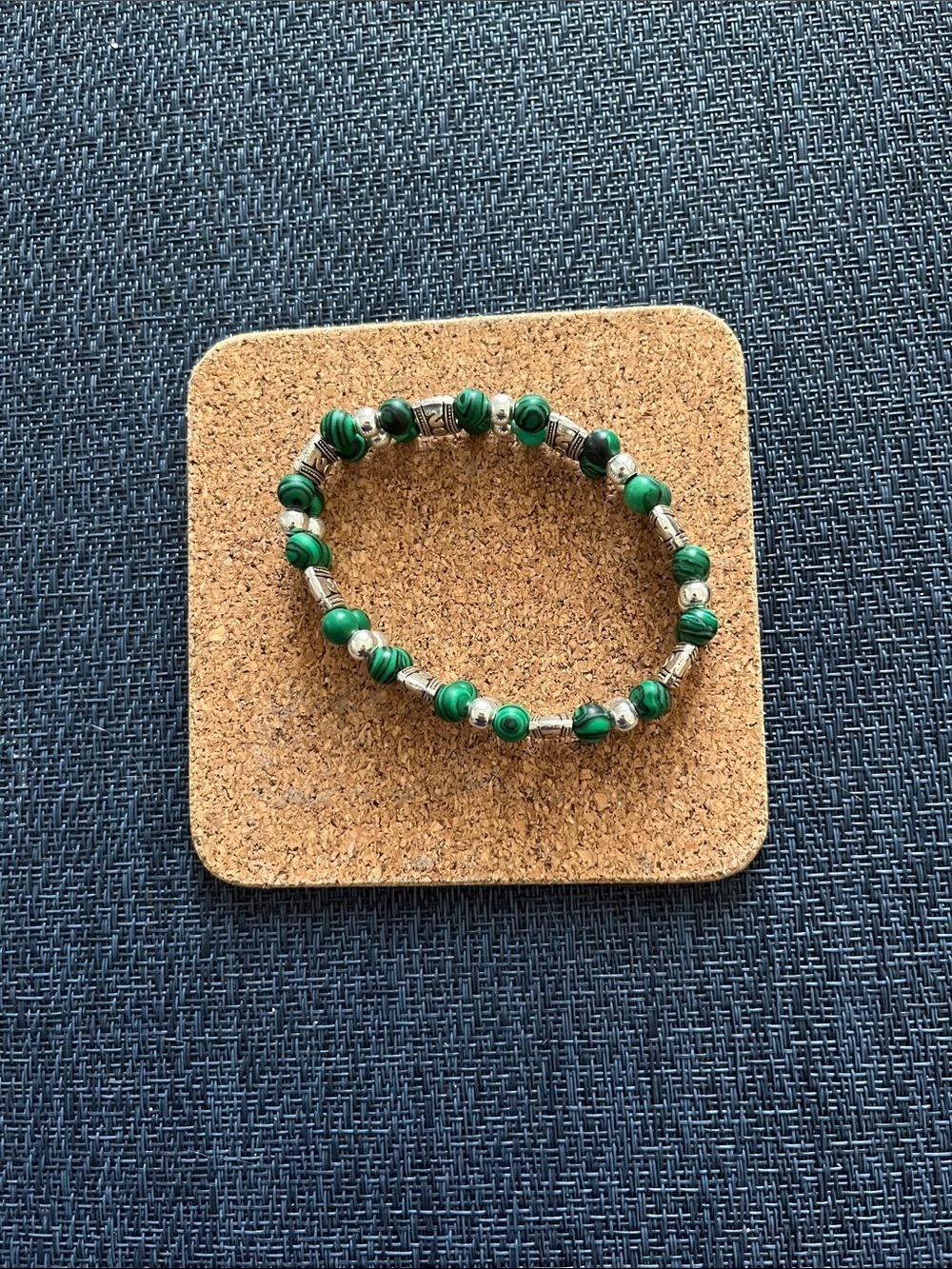 ❤️3 for 30 Item NWT malachite double strand bracelet. Elastic for easy wear. - Picture 2 of 3